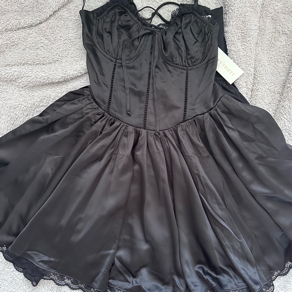 Satin Black Mini Corset Dress 💫